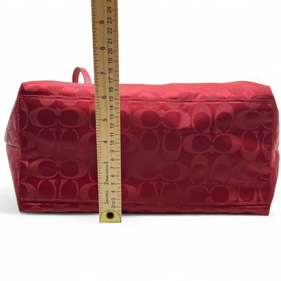 Coach Ward Steen With Leather Trim Monogram Purse Red Tag Tote Bag Pockets - Picture 14 of 16